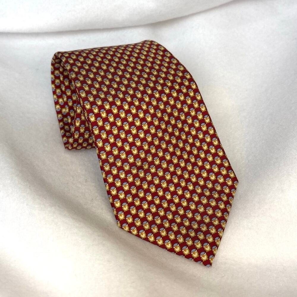 Salvatore Ferragamo Made in Italy Silk Owl Necktie L58 W3.5 Vintage